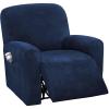 4-Pieces Velvet Stretch Recliner Cover, Sofa Cover, Arm Slipcover, Furniture Pector for 1 Cushion Sofa Slipcovers Thick Soft Washable Furniture Covers with Elastic Bottom (Navy) view 1