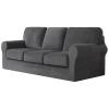 7-Piece Stretch Velvet Sofa Cover, 3 Seater Couch Slipcover with Separate Rests and Cushions Covers with Elastic Band Anti-Slip Furniture Pector (Dark Grey,Sofa | 7-Piece) view 1