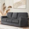 7-Piece Stretch Velvet Sofa Cover, 3 Seater Couch Slipcover with Separate Rests and Cushions Covers with Elastic Band Anti-Slip Furniture Pector (Dark Grey,Sofa | 7-Piece) view 2