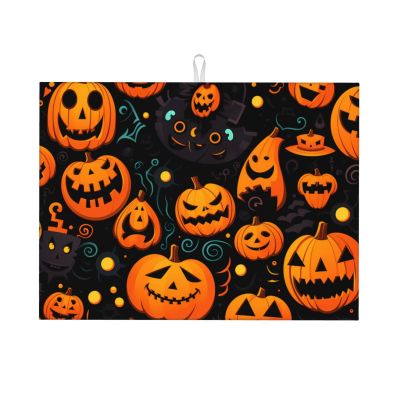 Halloween Dish Drying Mat - Reversible Microfiber Design - Absorbent And Versatile Kitchen Essential 24x18 Inch