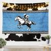 Western Cowhide Wall Hanging Cowboy Rodeo Horse Wild Animal Tapestry Boho Tribal Aztec Stripes Patchwork Lightweigh Microfiber Tapestries for Dorm Bedroom Living Room,Large 59.1x82.7 Inch view 1