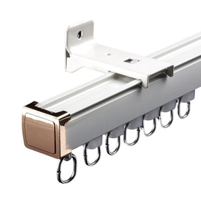 TZUFA Heavy Duty Curtain Rail Aluminum Ceiling Curtain Track 1m-6m Ceiling Or Wall Mount Curtain Rod for Room Divider (Color : White-Wall, Size : 3.2(2 * 1.1+1))