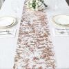 11x108 in Blush Metallic Polyester Thin Mesh Table Runner Party Decorations Wedding Event Reception Catering Home Supplies view 2