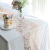 11x108 in Blush Metallic Polyester Thin Mesh Table Runner Party Decorations Wedding Event Reception Catering Home Supplies view 4