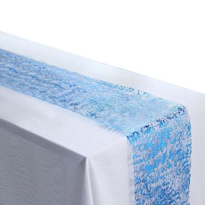 11x108 in Royal Blue Metallic Polyester Thin Mesh Table Runner Decoration Wedding Event Reception Catering Home Supplies