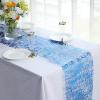11x108 in Royal Blue Metallic Polyester Thin Mesh Table Runner Decoration Wedding Event Reception Catering Home Supplies view 4