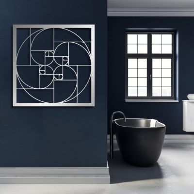 Cadeali Metal Wall Decor, Golden Ratio Metal Wall Art, Fibonacci Wall Art, Geometric Wall Art, Metal Wall Art, Fibonacci Spiral, Fibonacci Art, Wall Hangings (Sliver, 24 x 24 inch / 60 x 60 cm)