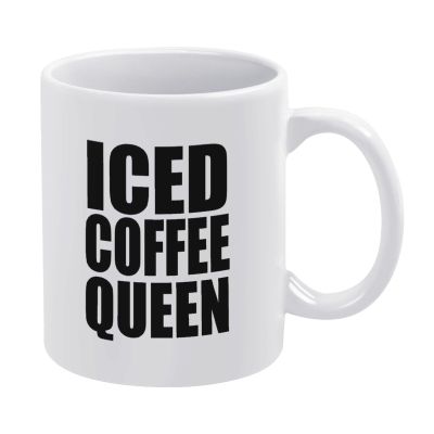 Estiyond Iced Coffee Queen 11 Oz Coffee Mug - White Mugs Great For Kitchen Set, Travel, And Hot Tea, Hot Chocolate,Retro Coffee Cups With Handle
