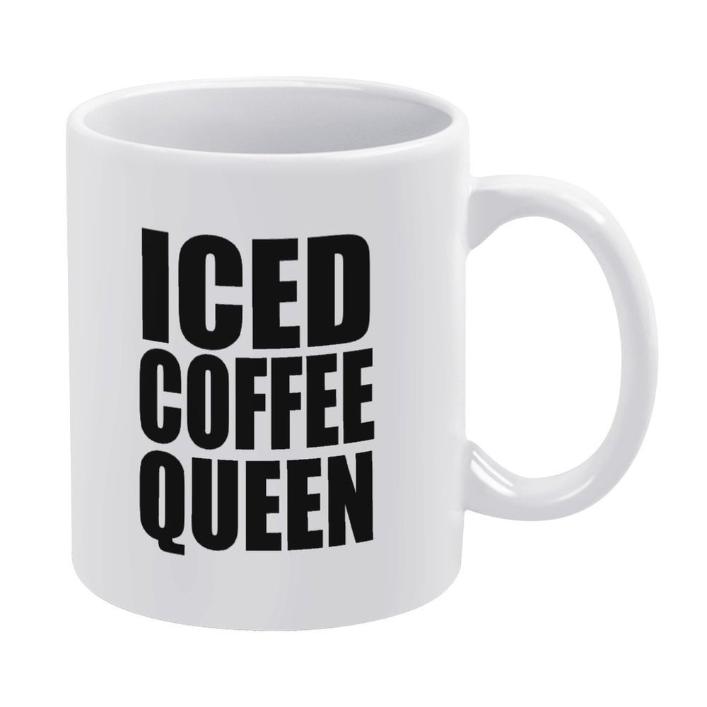 Estiyond Iced Coffee Queen 11 Oz Coffee Mug - White Mugs Great For Kitchen Set, Travel, And Hot Tea, Hot Chocolate,Retro Coffee Cups With Handle