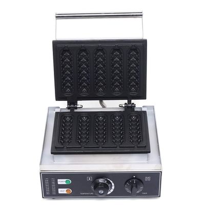 110V Nonstick 2-Shape Commercial Electric 5pcs Hot Dog Maker Machine Waffle Baker Electric Waffle Maker Muffin Machine Corn Dog for Family Breakfast Gift 1500W