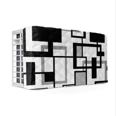 Indoor Air Conditioner Covers, Modern Art Geomrtry Black and White Gray Block Durable Insulation AC Covers for Inside Window Unit with Elastic Strap 25 x 18 x 3.5 inches