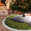 Christmas Tree Skirt with Tassel 48" Sport Golf Ball Christmas Tree Mat Cover Xmas Tree Skirt for Xmas Holiday Party Christmas Decoration Ornaments Tassel Tree Skirt for Happy New Year view 1