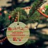 Christmas Ornaments, Christmas Green Stripe Santa Claus Gift Ornaments for Christmas Tree Ceramics Hanging Ornament for Xmas Holiday Party Decorations 3 Inch Round view 2