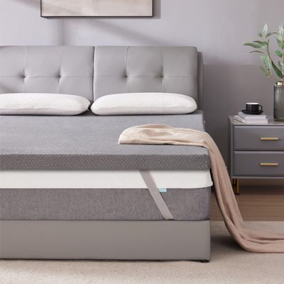 SINWEEK 3 Inch Gel Memory Foam Mattress Topper Queen Size, Pad for Back Pain, Bed Topper with Removable Soft Cover, CertiPUR-US Certified,Grey