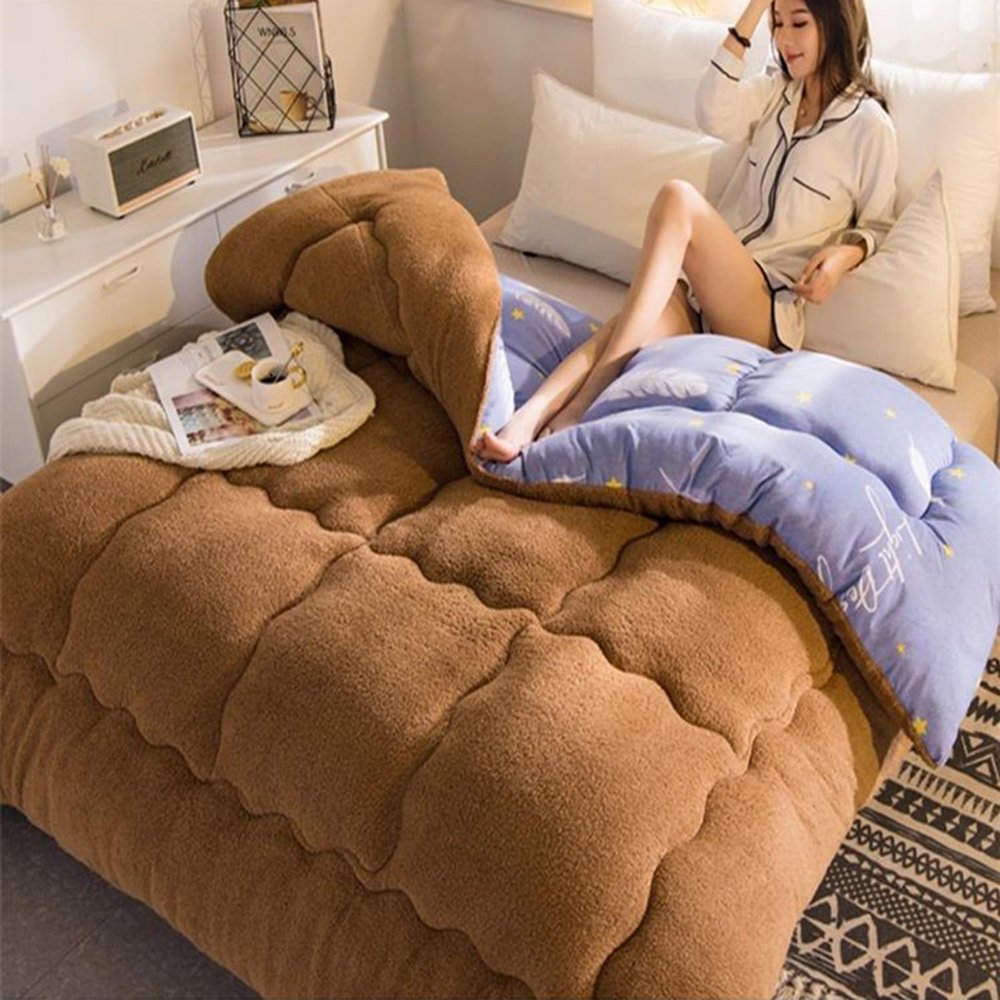 YWBXSHKD Super Warm Lamb Quilt Blanket 59x78in2kg, Warm Cashmere Quilt Single Double, Extra Fluffy Comforter, Wool Autumn Thickened Warm Gift Quilt