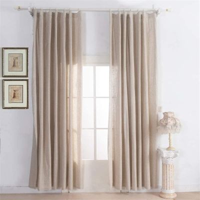 Solid Color Blackout Curtains, Linen Textured Curtain for Living Room Bedroom Darkening Drapes Privacy Modern Panels 1 Pc (Color : Beige, Size : W300*H260cm(118 * 102inch))