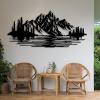 Cadeali Mountain Forest Metal Wall Art, Forest and Mountain Metal Wall Decor, Trees Art, Nature Decorations, Nature Sign, Living Room, Bedroom Hangings (Black, 47"x22"|121x56cm) view 3