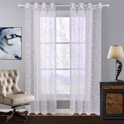 PILYON Embroidered Semi Sheer Curtain, Simple Voile Curtain for Living Room Bedroom Romantic Privacy Floral Window Drapes 1 Pc (Color : White-b, Size : W140*H220cm)