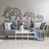 Cadeali Elephant Metal Wall Art, Elephant Metal Art Wall Decor, Metal Geometric Decor, Elephant Family, Large Metal Wall Art, Metal Wall Art for Living Room Bedroom (Black, 30" W x 10" H / 75x24cm) view 1
