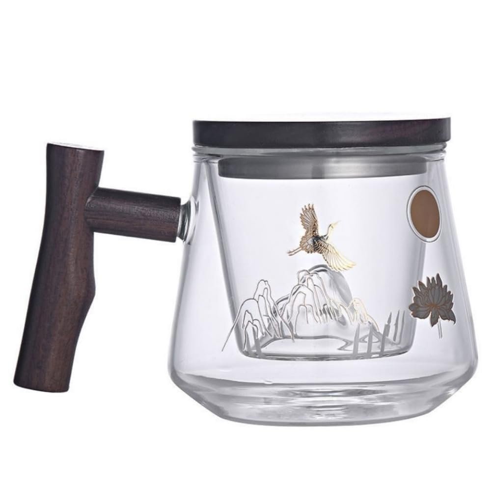 YTDJJWLS 450ml Glass Cup Heat-Resistant Tea Separation Tea Making Cup Household Tea Cup with Lid