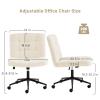 Criss Cross with Wheels, Upholstered Armless Legged Office Chair Height Adjustable, Comfy Desk Chair with Wide Thicken Seat, Computer Chairs for Living Room, Study Room, Home Office, IvoryWhite view 2
