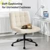 Criss Cross with Wheels, Upholstered Armless Legged Office Chair Height Adjustable, Comfy Desk Chair with Wide Thicken Seat, Computer Chairs for Living Room, Study Room, Home Office, IvoryWhite view 3
