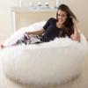 3/4ft Faux Fur Bean Bag Cover Without Filler Beanbag Chair Pouf Bed Ottoman Puff Salon Christmas Deco Futon Sac (Color : White, Size : 4ft-D120cm-cover) view 2