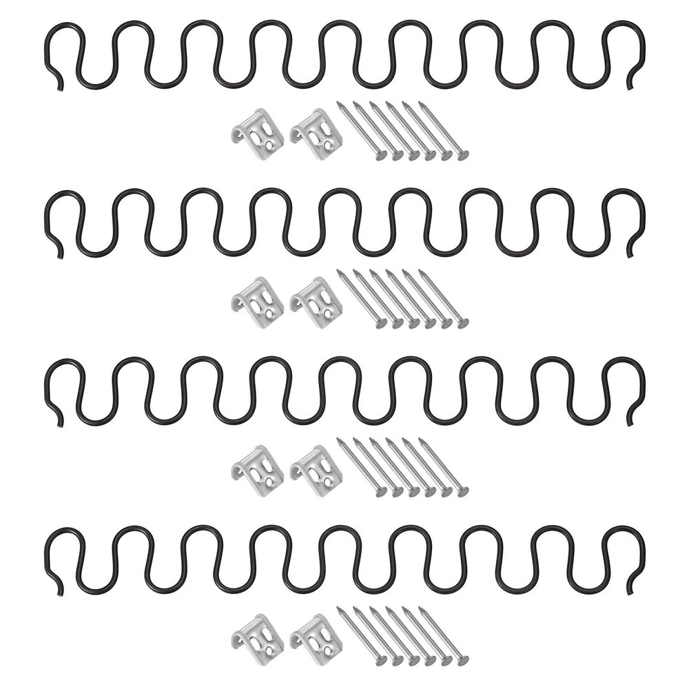 uxcell 15.7 Inch Sofa Spring Replacement with Clips Nails 4 Pack Flat Shape Spring Recliner Parts for Furniture Couch Repair Fixing Chair Sagging Seat, Black