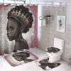 ZGDPBYF Elegant Black Girl with Crown in A Beautiful, 3 Piece Bath Mats Black Girl Waterproof Non Slip Bath Mat Set, Washable Rug for Bathroom,-3-Piece Set view 2