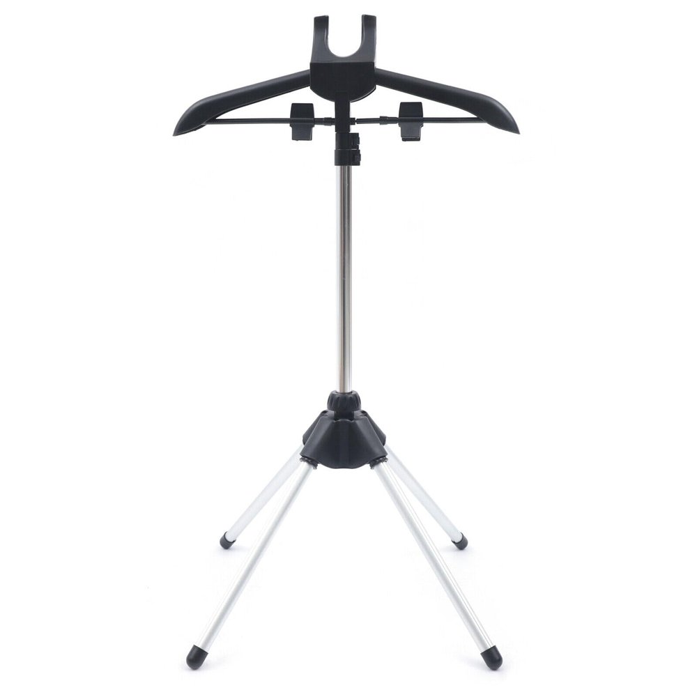 Foldable Adjustable Garment Clothes Drying Rack For Handheld Ironing Steamer Hanger Bracket Hanging Holder Fabric Steam Folding Telescopic Curved Plastic Clothing Stand Iron Home Indoor Portable