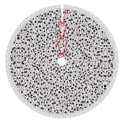 Black and White Dots Printed Pattern Print Tassel Christmas Tree Skirt Xmas Tree Skirt Holiday New Year Party Christmas Party Decor. 30 in 36 in 48 in
