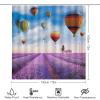 FBMLBRB Rustic Nature Landscape 4 Pieces Shower Curtain Set, Fantasy Farm Lavender Farmhouse Windmill Cool Hot Air Balloons Non-Slip Rugs Toilet Lid Cover Bath Mat and Bathroom Curtain view 2