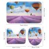 FBMLBRB Rustic Nature Landscape 4 Pieces Shower Curtain Set, Fantasy Farm Lavender Farmhouse Windmill Cool Hot Air Balloons Non-Slip Rugs Toilet Lid Cover Bath Mat and Bathroom Curtain view 3