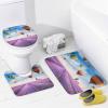FBMLBRB Rustic Nature Landscape 4 Pieces Shower Curtain Set, Fantasy Farm Lavender Farmhouse Windmill Cool Hot Air Balloons Non-Slip Rugs Toilet Lid Cover Bath Mat and Bathroom Curtain view 4