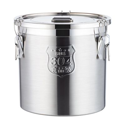 304 Stainless Steel Sealed Bucket 2020cm/6L, Bucket Pot with Lid and High Elastic Buckle, Stainless Steel Milk Transport Cans Wine Pail for Milk/Oil/Wine/Soup Storage