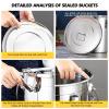 304 Stainless Steel Sealed Bucket 2020cm/6L, Bucket Pot with Lid and High Elastic Buckle, Stainless Steel Milk Transport Cans Wine Pail for Milk/Oil/Wine/Soup Storage view 4