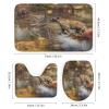 FBMLBRB Vintage Old Wood Board Cabin 4 Pcs Waterproof Shower Curtain Set,Rustic Hunting Theme Forest Wildlife Elk Bear with Waterproof Toilet Cover Shower Mat Rugs view 3