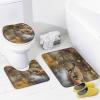 FBMLBRB Vintage Old Wood Board Cabin 4 Pcs Waterproof Shower Curtain Set,Rustic Hunting Theme Forest Wildlife Elk Bear with Waterproof Toilet Cover Shower Mat Rugs view 4