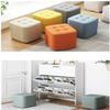 Junpllvic Footstool Ottoman Dressing Stool with Linen Upholstered Seat Footrest, Wood Change Shoes Stool for Bedroom, Living Room Children's Room Hallway 29x29x35cm (Color : Orange) view 4