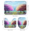 Rustic Farm Plant Lavender 4 Pcs Waterproof Shower Curtain Set,Watercolor Nature Landscape Spring Floral Trees Sky Clouds with Waterproof Toilet Cover Shower Mat Rugs view 3