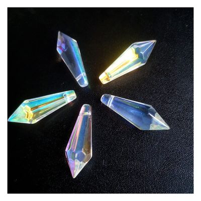 Chandelier Crystal Prisms Pendants 5pcs 38mm AB Color U-Icicle Crystal Prisms Drop Hanging Decoration Chandelier Parts Chandelier Crystal Prisms Pendants