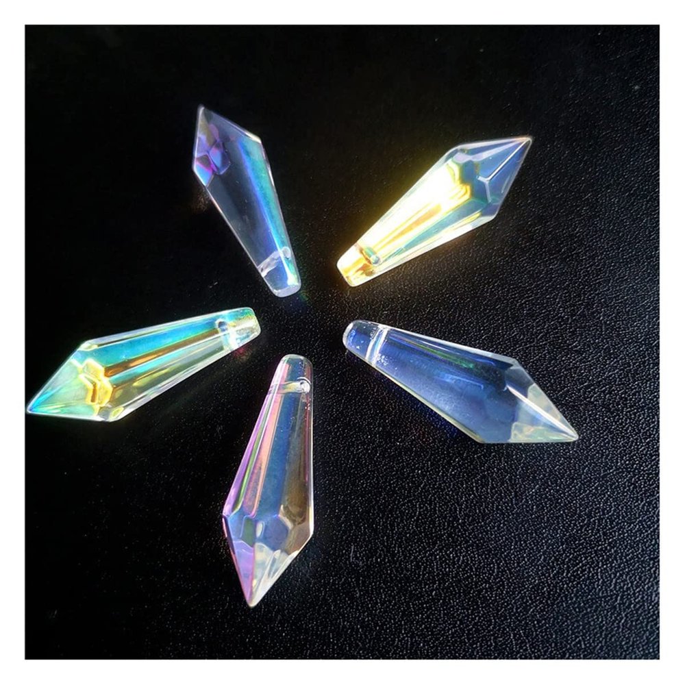 Chandelier Crystal Prisms Pendants 5pcs 38mm AB Color U-Icicle Crystal Prisms Drop Hanging Decoration Chandelier Parts Chandelier Crystal Prisms Pendants