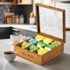 handrong Wooden Tea Box Organizer,Teas Holder Organizer,Tea Bag Storage with 9 Compartments Clear Lid for Home Gifts & Tea Parties view 3