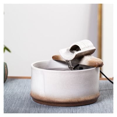 Indoor Small Water Fountain Ceramic Tabletop Fountain Zen Feng Shui Tabletop Fountain for Indoor and Outdoor Home Decoration Table Top Office, H5.1" Tabletop Fountains Feng Shui Decor ( Color : A )