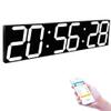EtUrg Digital LED WiFi Wall Clock, 27 Inch 6-Digits, 8-Level Brightness, Auto Dimmer, Alarm, Count Up/Down, Calendar, Thermometer, for Industrial Warehouse Cafeteria Gym (Color : White) view 1