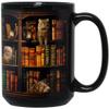 2IMT Cat Book Mug Book Lovers Gifts for Readers - Book Lover Bookish Gifts for Bookworm Women - Library Bookshelf Mug - Best Gift for Cat Lover - Reading Writer Women Black Coffee Cup 15oz view 1