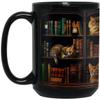 2IMT Cat Book Mug Book Lovers Gifts for Readers - Book Lover Bookish Gifts for Bookworm Women - Library Bookshelf Mug - Best Gift for Cat Lover - Reading Writer Women Black Coffee Cup 15oz view 3