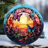 Touber Christmas Ornament, Christmas Decoration, Holiday Present Idea, Heirloom Keepsake, Round Ceramic, Gift Exchange, Gift Idea, Butterfly view 1