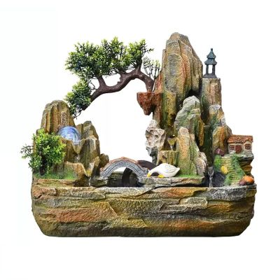 Indoor Small Water Fountain Indoor Fountain Desktop Fountain Waterfall Rockery Fake Tree Leisure Water Feature Fountain Home and Office Decorative Fountain Tabletop Fountains Feng Shui Decor ( Size :