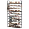 VTRIN 10 Tier Shoe Rack Tall Large Capacity 50 Pair Wide Shoe Organizer with Two Hooks Sturdy Metal Shoe Shelf for Entryway, Closet, Bedroom view 1